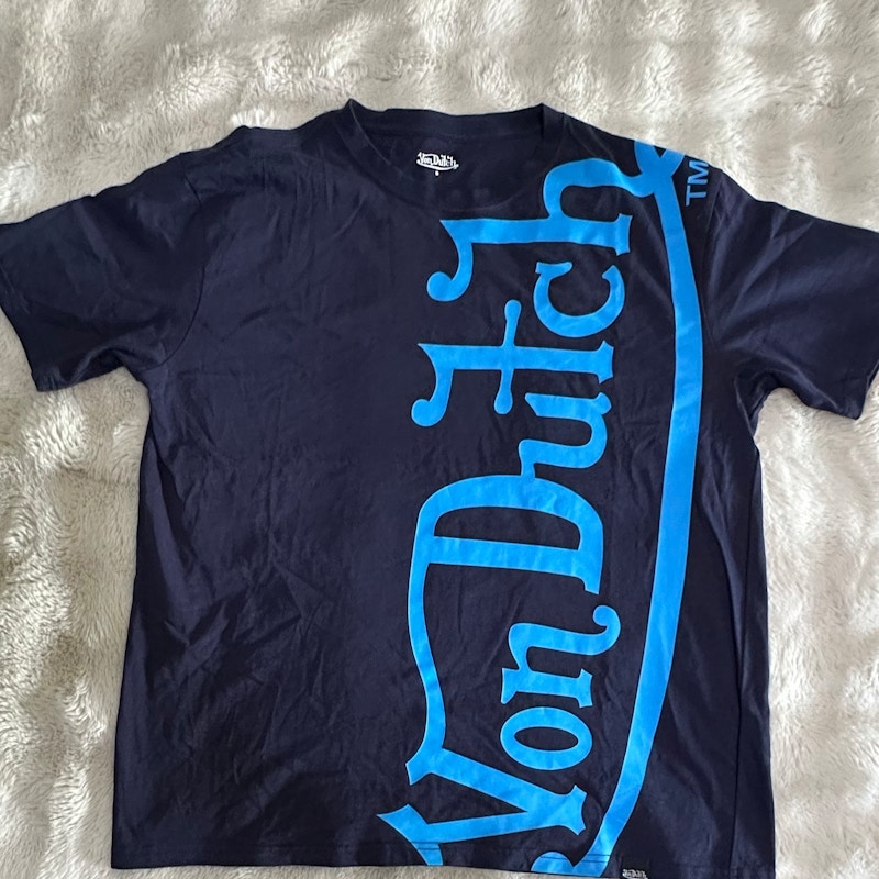 Von Dutch Large Logo T-Shirt Navy Blue