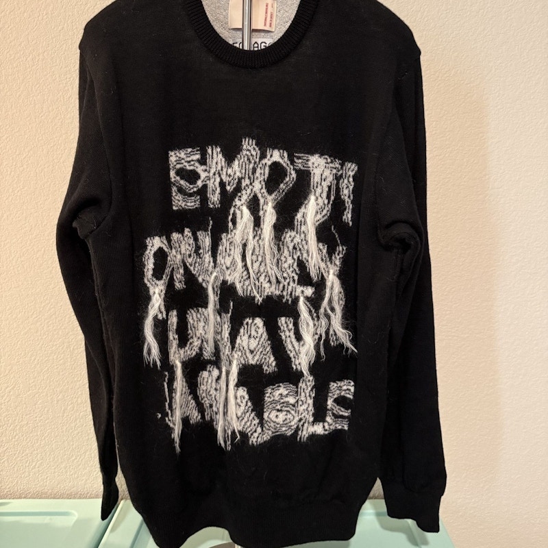 Emotionally Unavailable Spell Out Knit Sweater Black