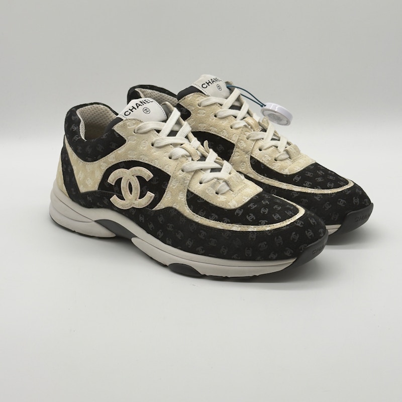 Chanel CC Logo Sneakers Black White
