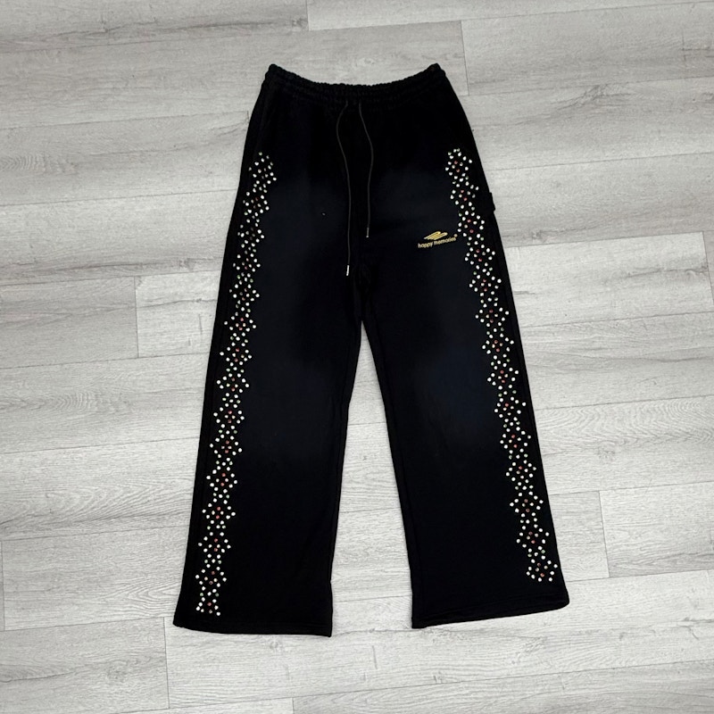 Happy Memories Rhinestone Sweatpants Black