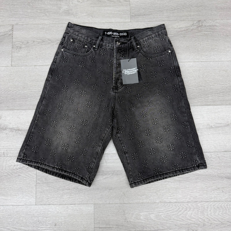 LOSTSHDWS Embossed Jean Shorts Black