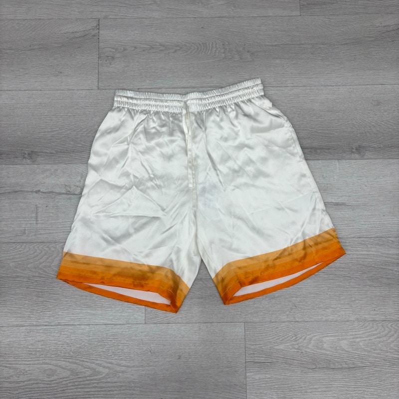 Casablanca Tennis Club Silk Shorts White Orange