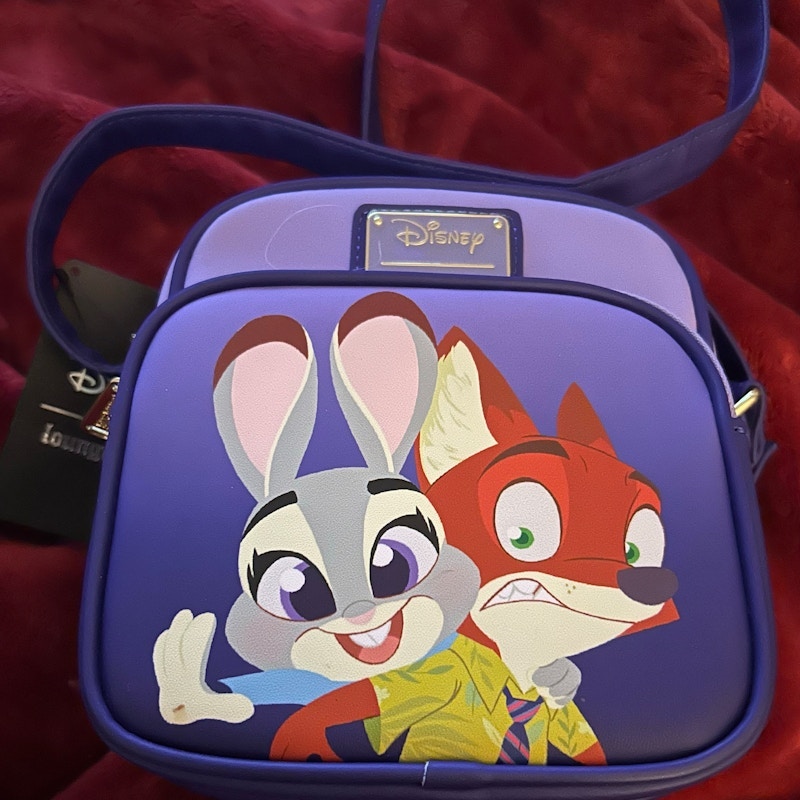Loungefly Disney Zootopia Judy and Nick Crossbody Bag Purple