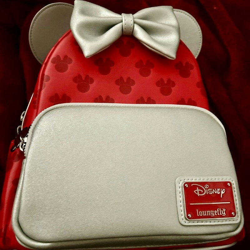 Loungefly Disney Minnie Mouse Mini Backpack Red and Silver