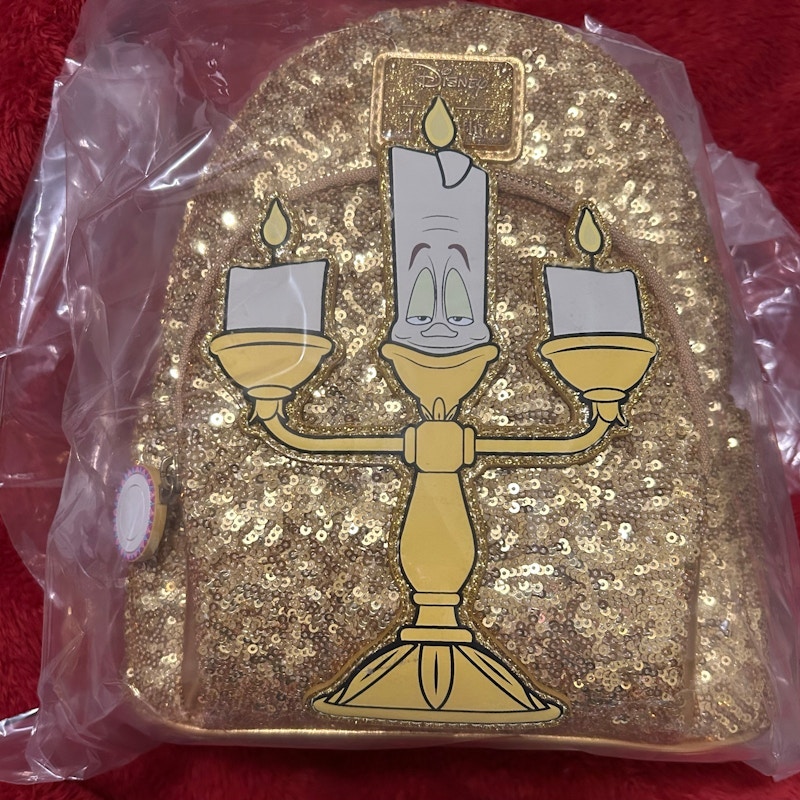 Loungefly Disney Beauty and the Beast Lumiere Sequin Mini Backpack