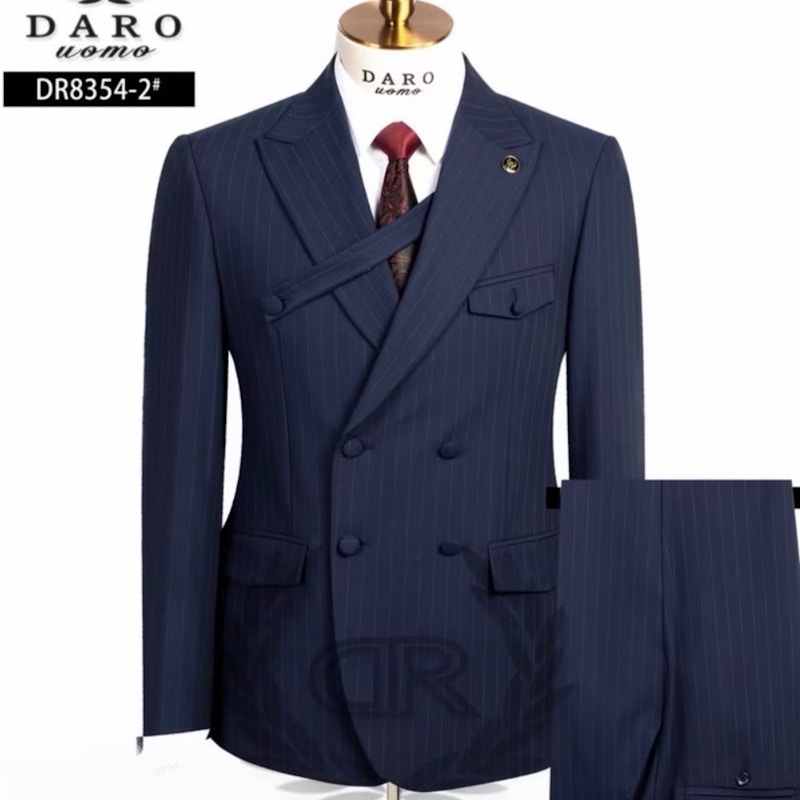 Daro Uomo Pinstripe Double-Breasted Suit Navy