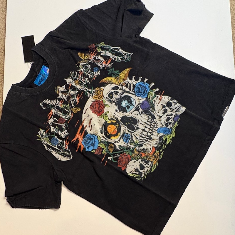 Skull Floral Graphic T-Shirt Black