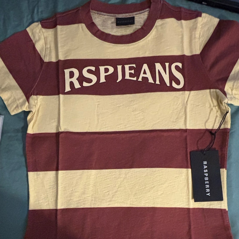 Raspberry RSP Jeans Striped T-Shirt Burgundy Yellow