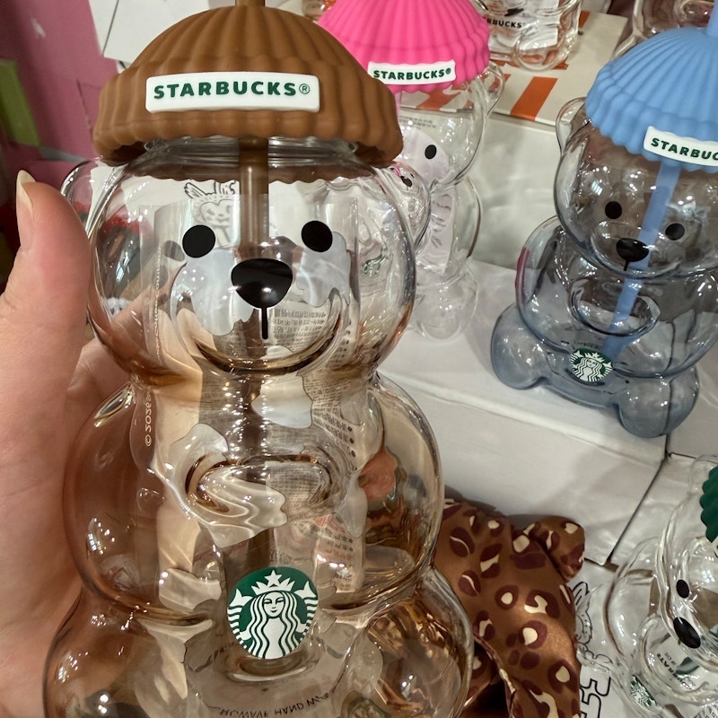 Starbucks Bear Glass Water Bottle Brown (China Exclusive)