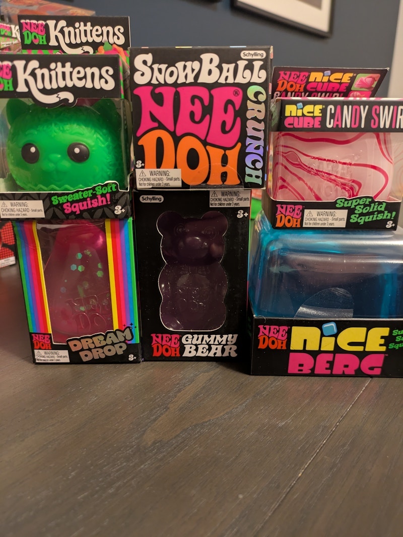 Schylling NeeDoh Assorted Fidget Toys Lot Snowball, Knittens, Candy Swirl, Dream Drop, Gummy Bear and Nice Berg
