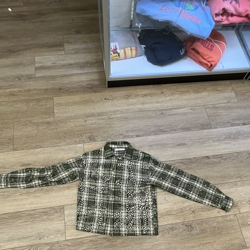 Vale Sports Divison Rhinestone Flannel Shirt Green