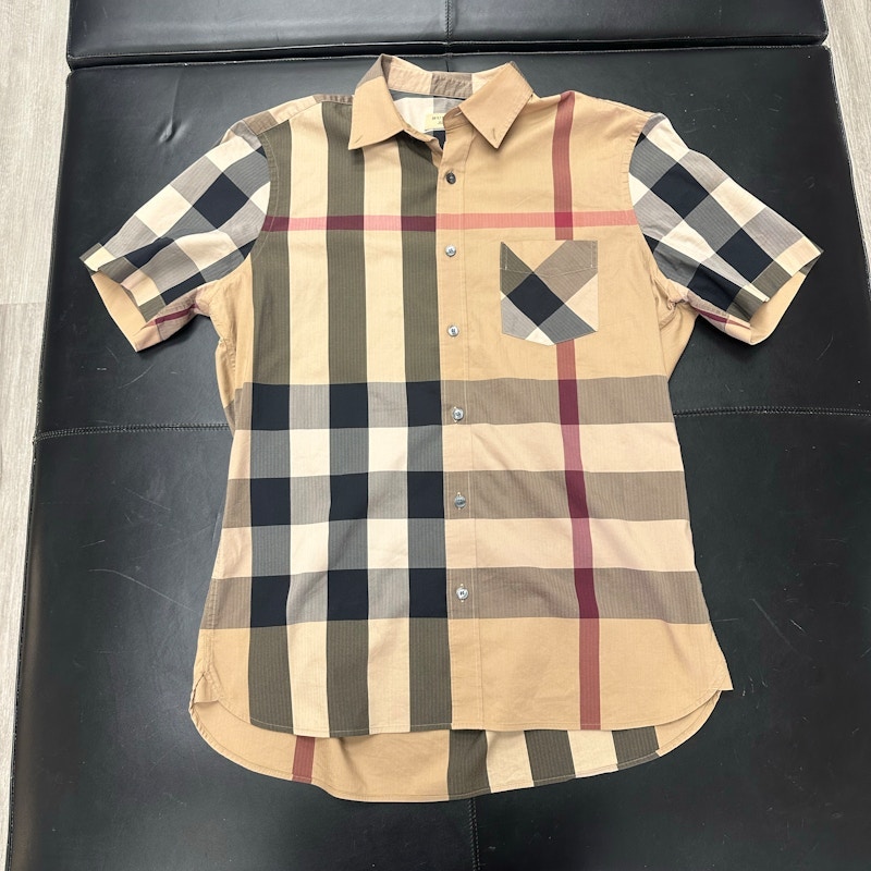 Burberry Short Sleeve Button Down Shirt Beige
