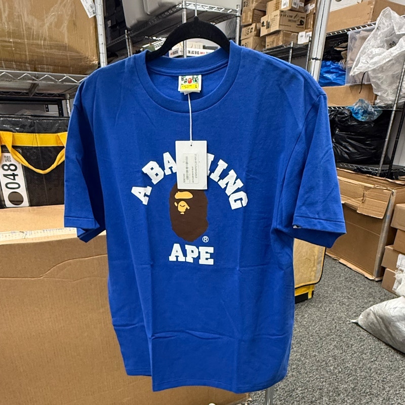 A Bathing Ape Ape College Head T-Shirt Blue