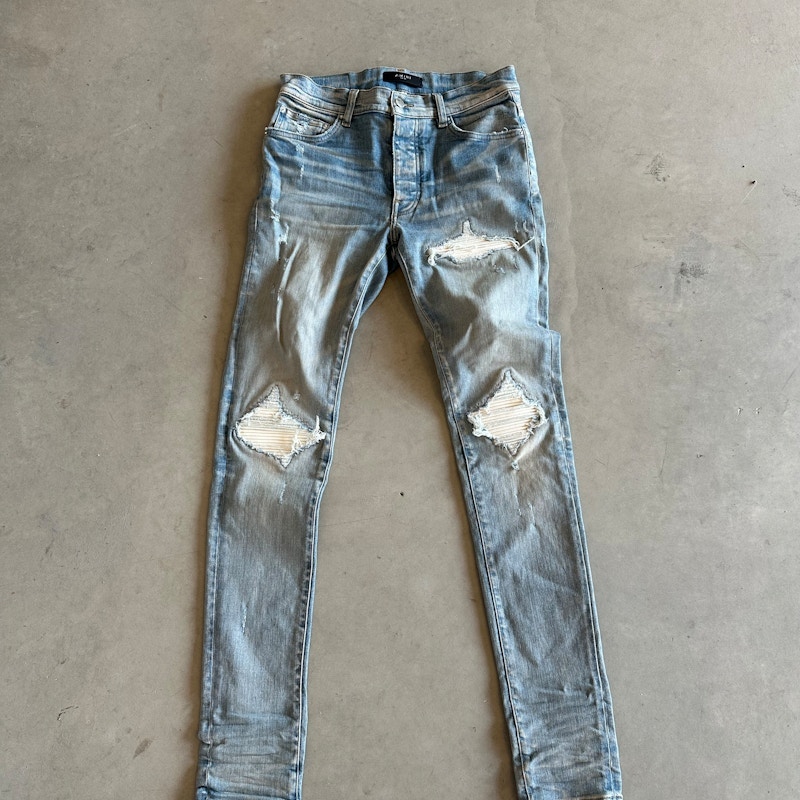 Amiri Distressed Denim Jeans Light Blue