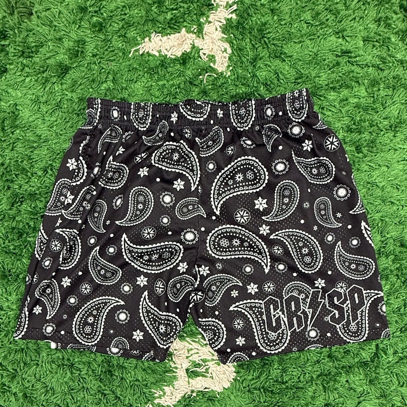 Crispy NYC Paisley Mesh Shorts Black White