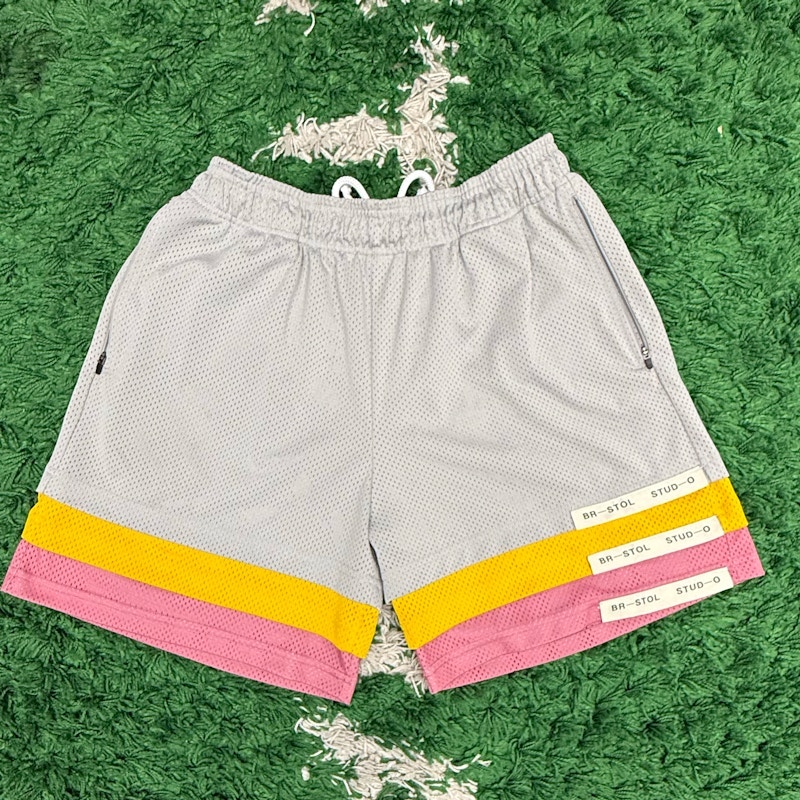 Bristol Studios Mesh Shorts Grey Yellow Pink