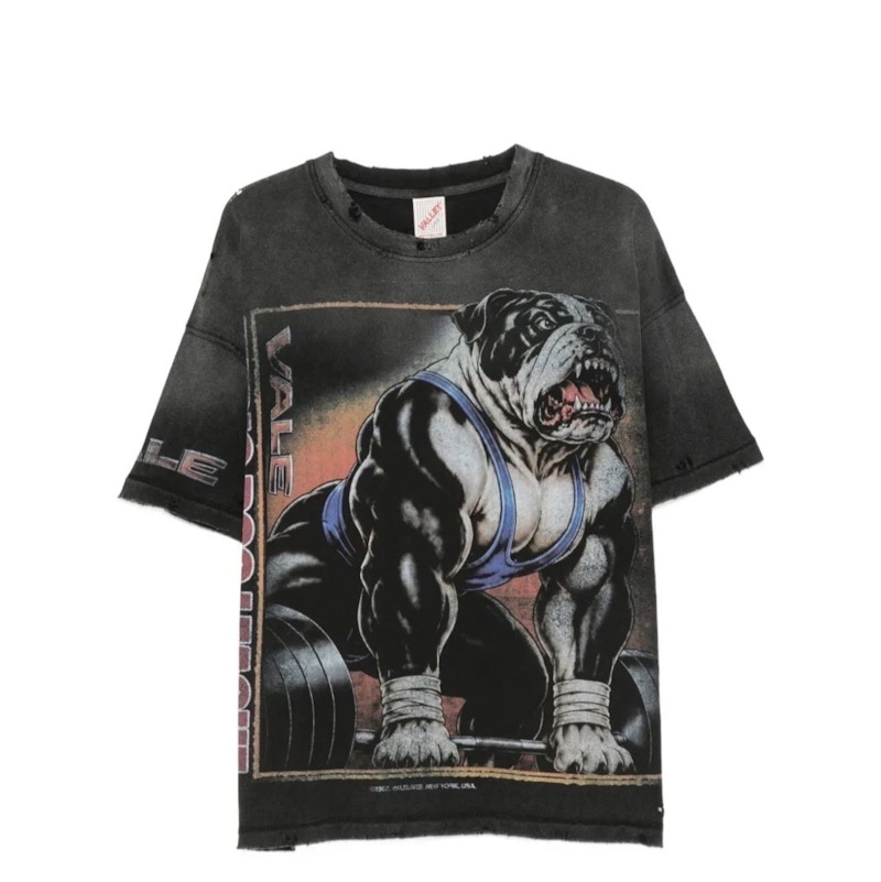 Valley Bulldog Distressed Graphic T-Shirt Black