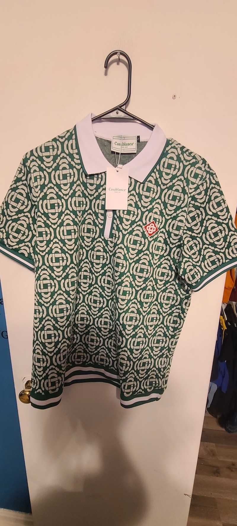 Casablanca Green Monogram Knit Polo Shirt