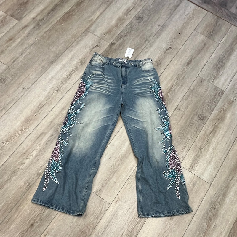 Vale Sports Divison Rhinestone Denim Jeans Blue