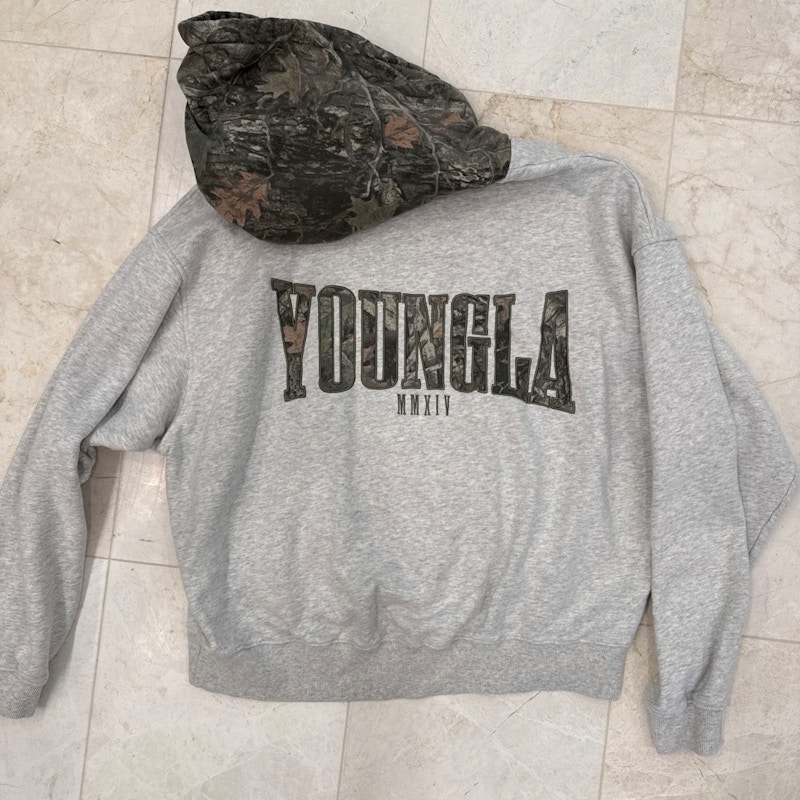 YoungLA Camo Hooded Sweatshirt Heather Grey