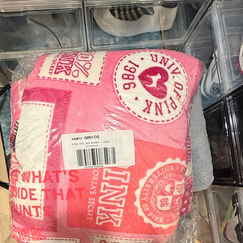 PINK Victoria's Secret Pink and Orange Logo Blanket