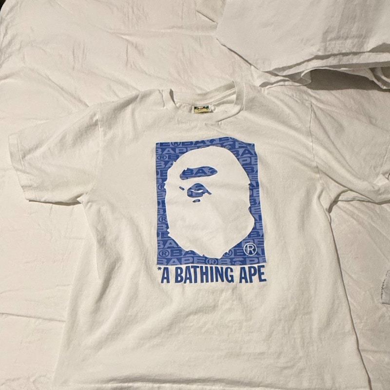 A Bathing Ape Ape Head Logo T-Shirt White Blue
