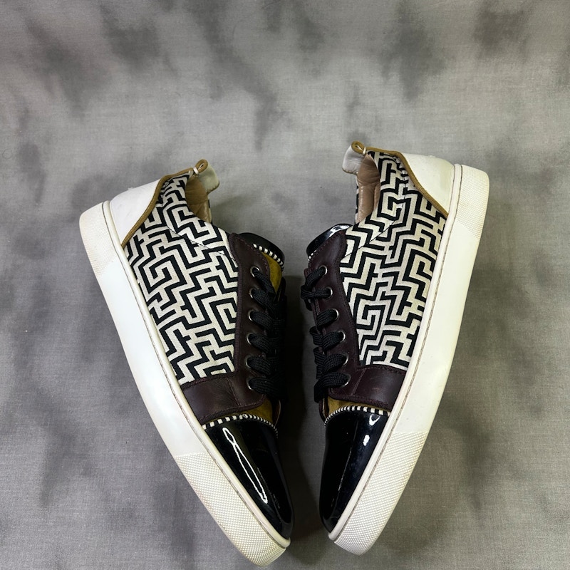 Christian Louboutin Maze Pattern Low-Top Sneaker Black White
