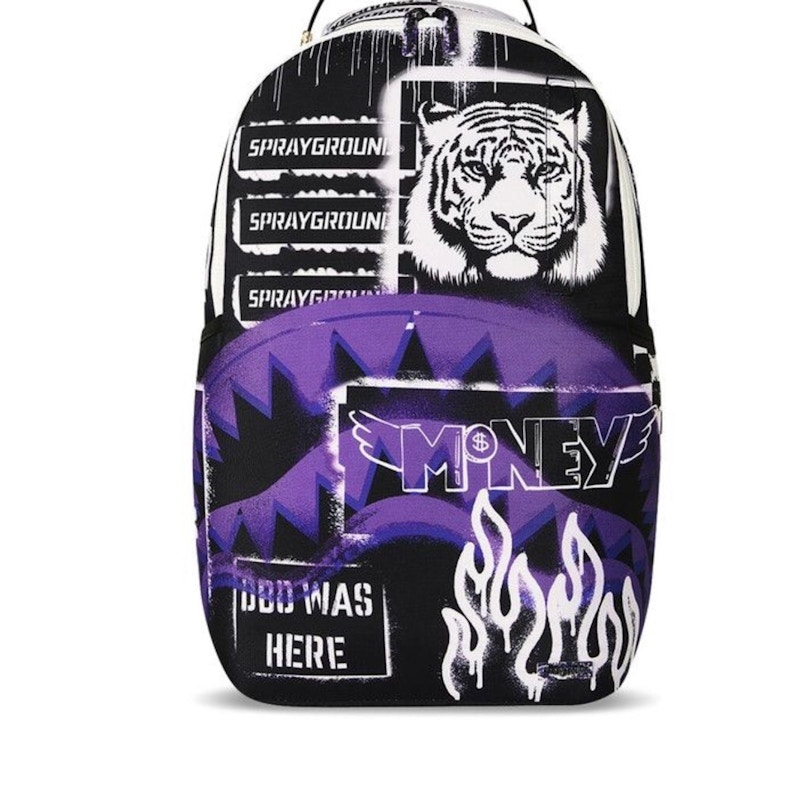 Sprayground Tiger Money Backpack Black Purple