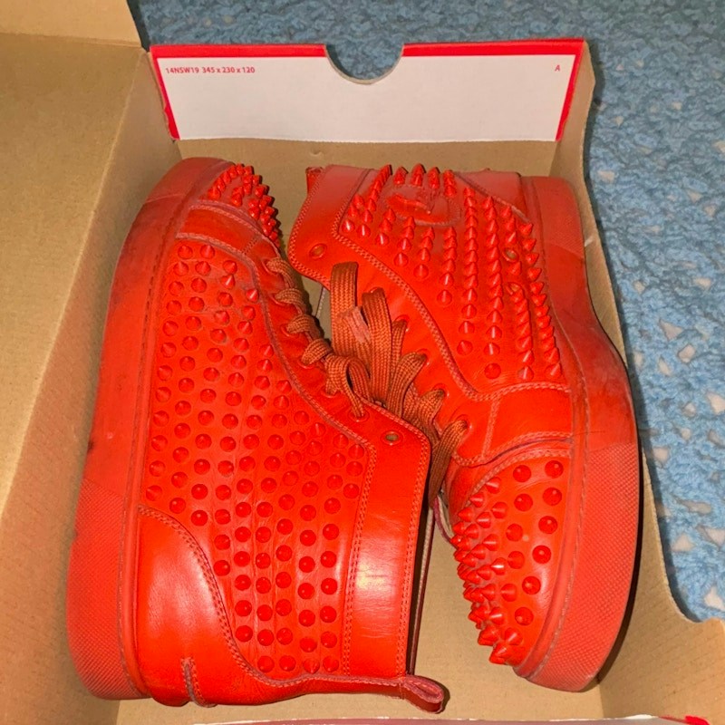Christian Louboutin Louis Orlato Calf Spike High Top Orange