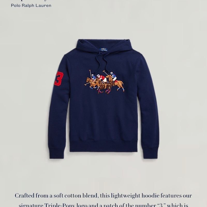 Polo Ralph Lauren Triple-Pony Fleece Hoodie Navy