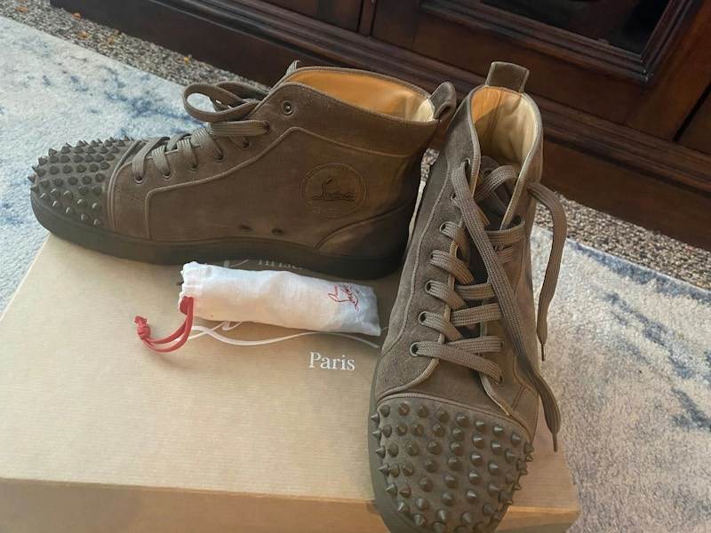 Christian Louboutin Lou Spikes Orlato Flat Crosta/GG Sierra Mat