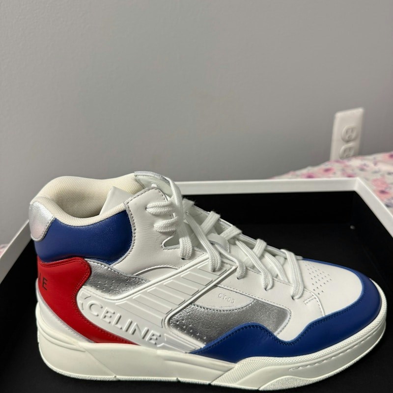 Celine CT-06 High Top Sneaker Optic White Red Blue Silver