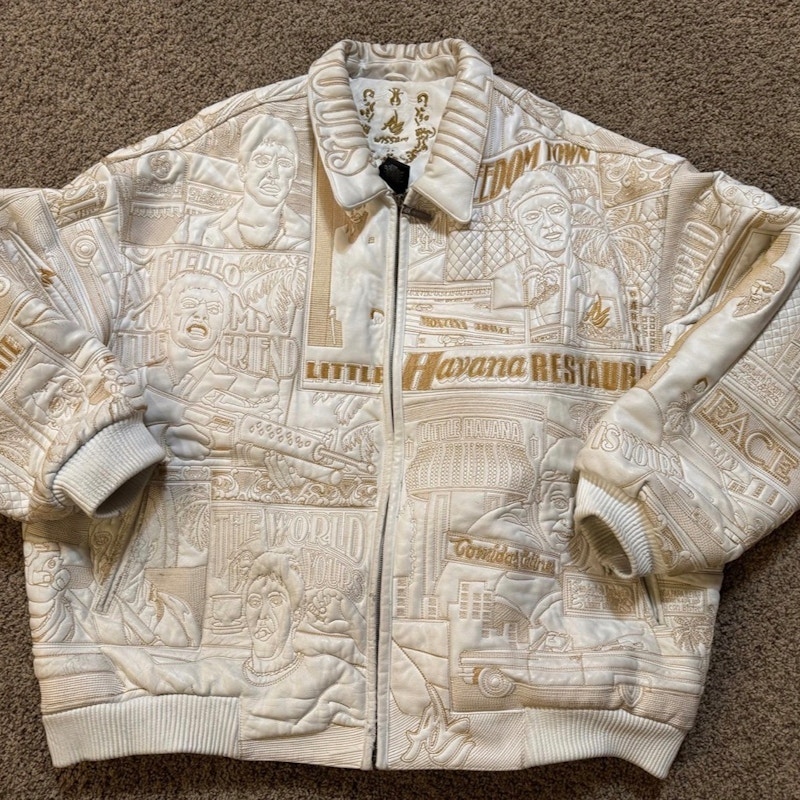 Wissam Scarface Leather Jacket White