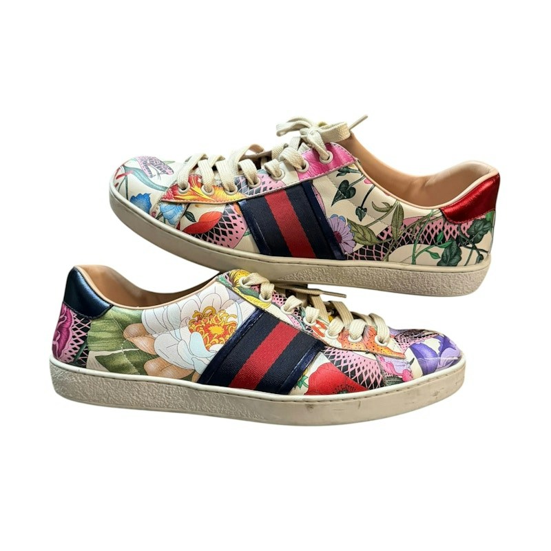 Gucci Ace Leather Floral Snake