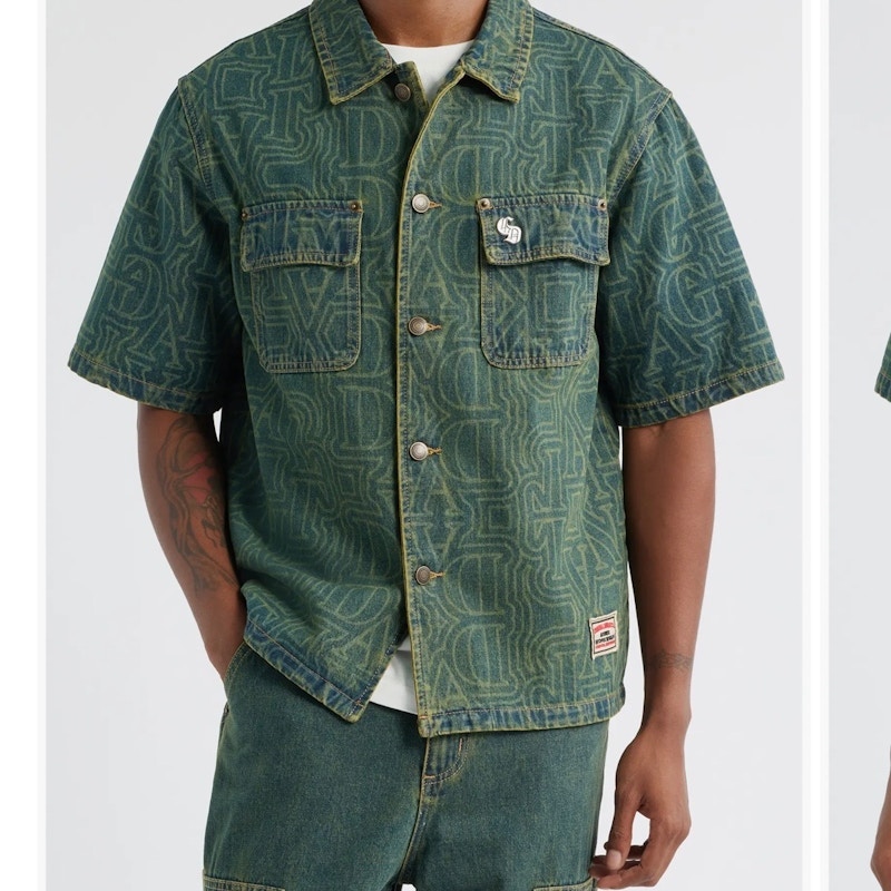 Criminal Damage All Over Print Denim Short Sleeve