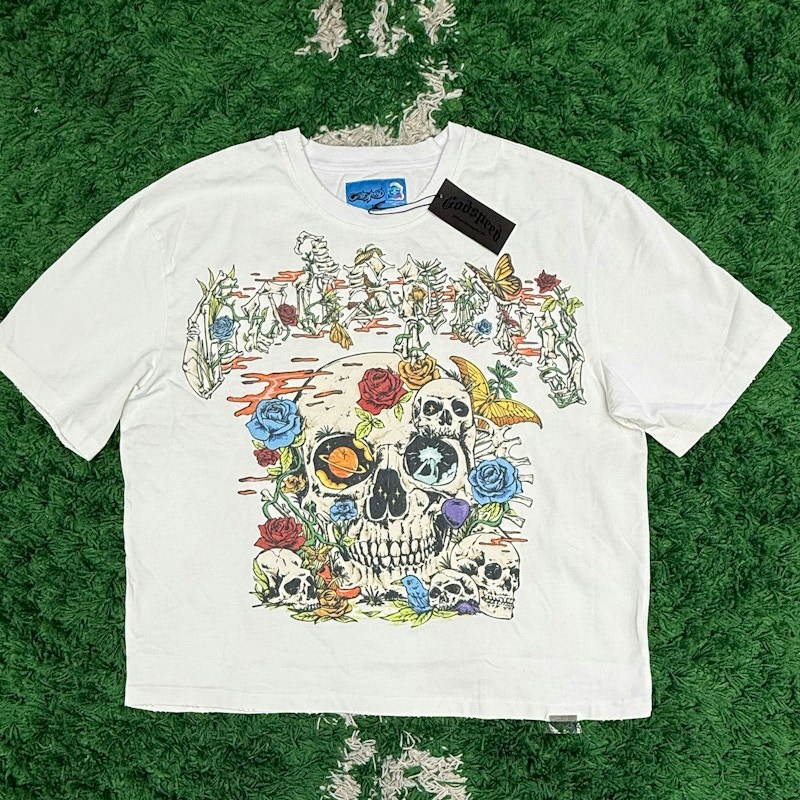 Godspeed Skull Roses Graphic T-Shirt White