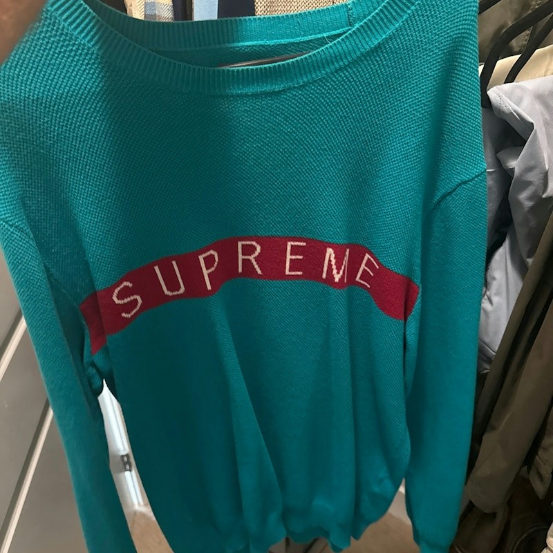 Supreme Curved Logo Sweater Teal