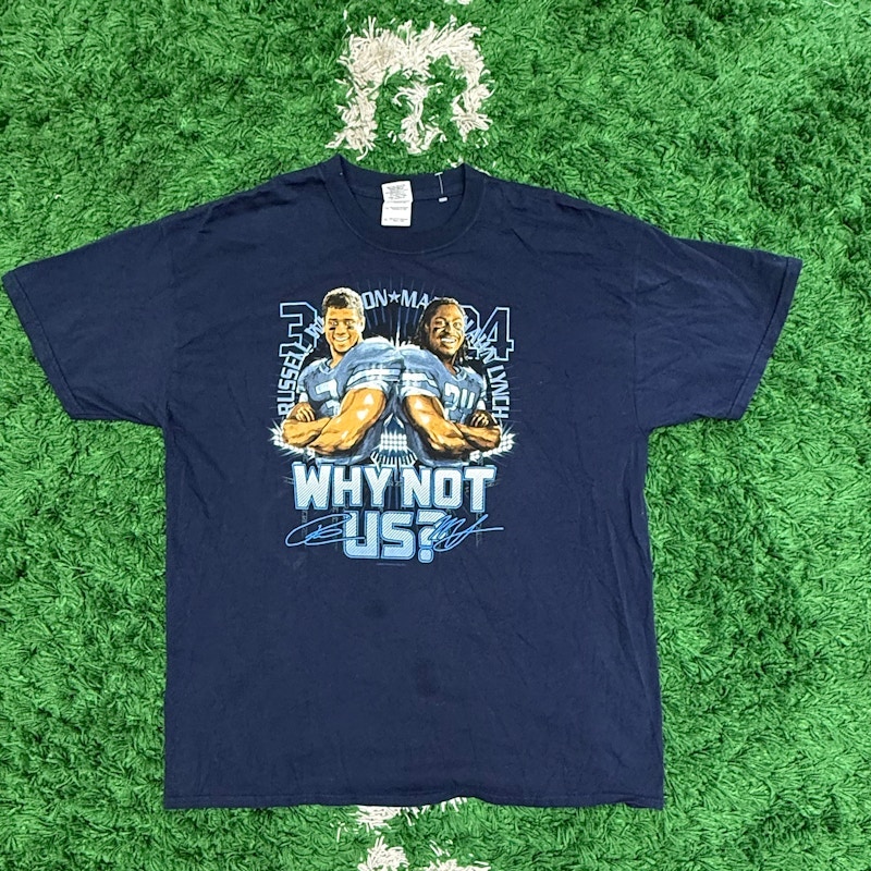 Russell Wilson Marshawn Lynch Why Not Us T-Shirt Navy