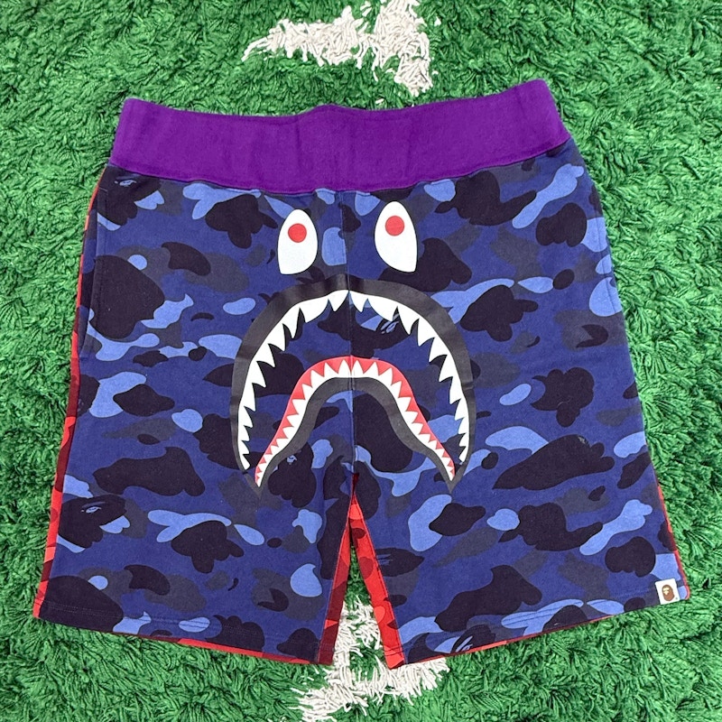 A Bathing Ape Shark Camo Shorts Purple
