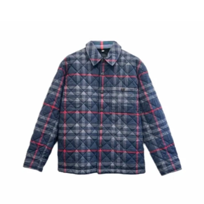 Burberry Quilted Check Shirt Jacket Blue