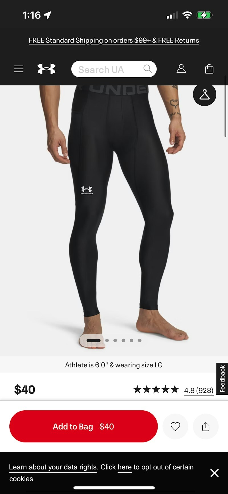 Under Armour HeatGear Armour 3/4 Legging Black
