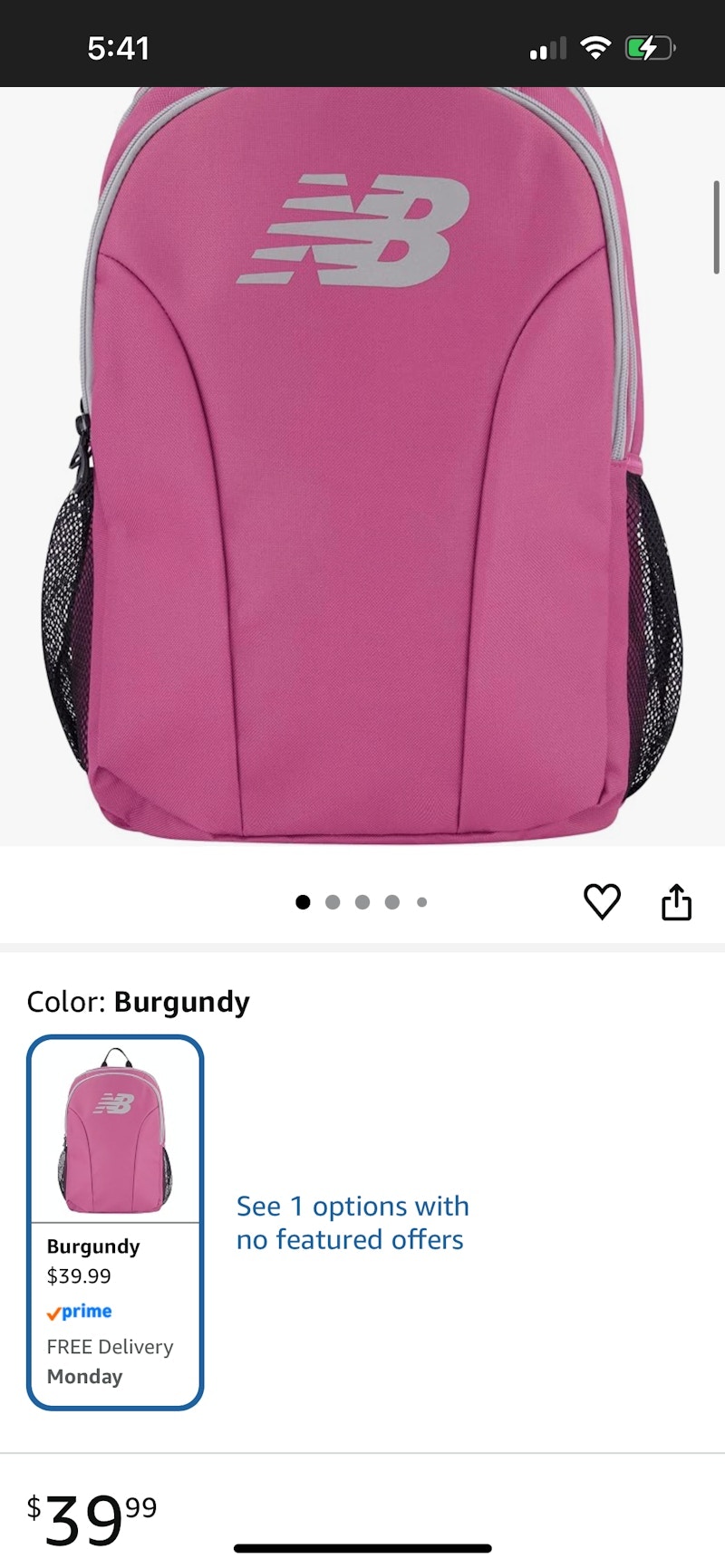 New Balance Backpack Burgundy