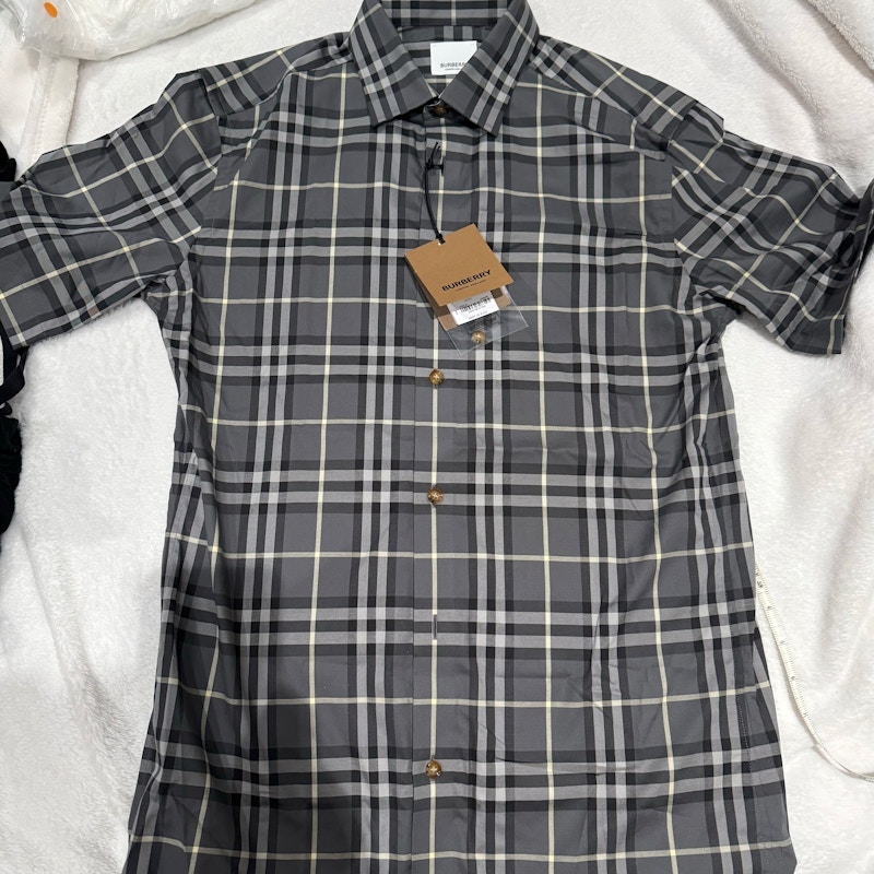 Burberry Shefford Short Sleeve Shirt Seal Grey IP Check