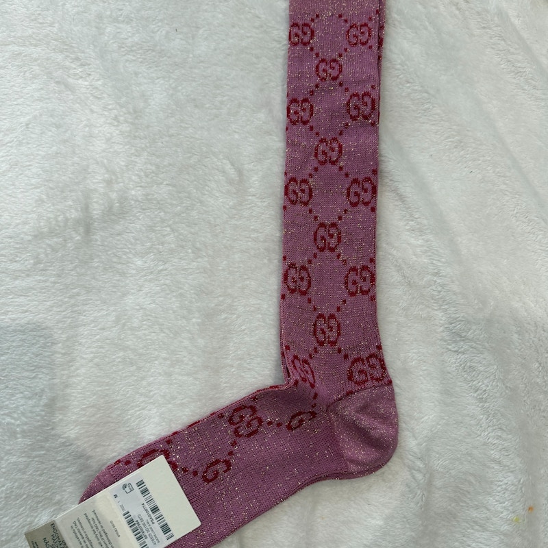 Gucci GG Lame Socks Pink