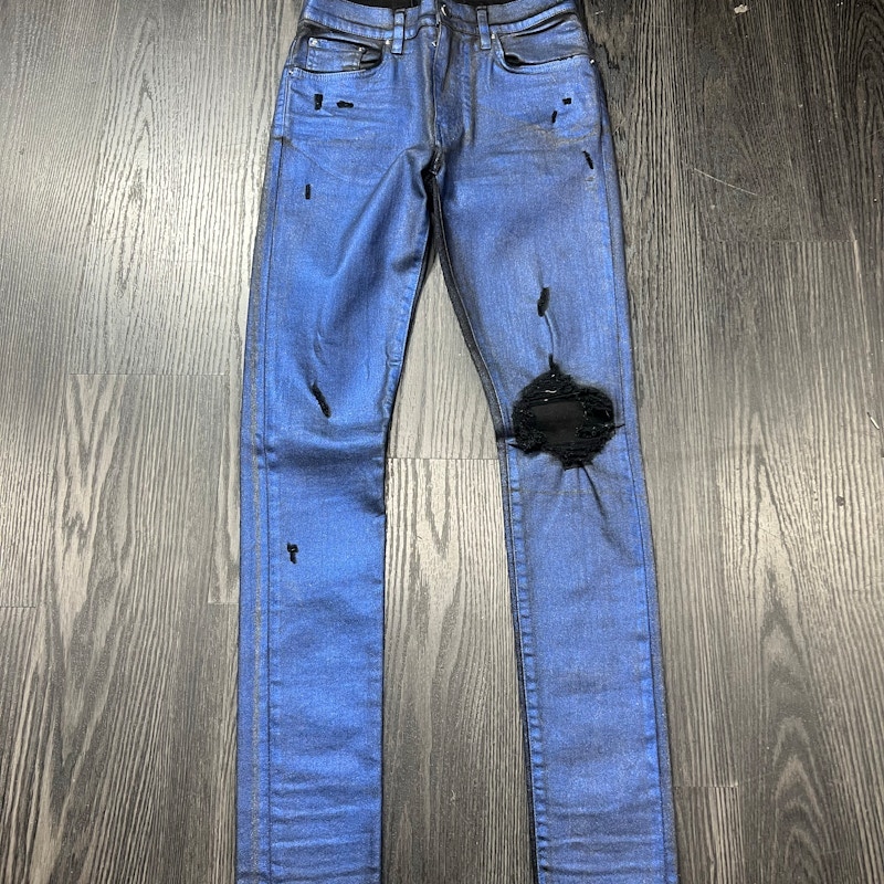Amiri Broken Glitter Coated Blue Jeans