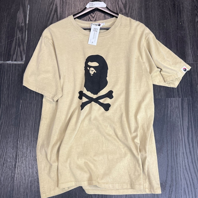 A Bathing Ape Ape Head Crossbones T-Shirt Beige
