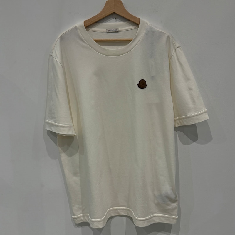 Moncler Double Leather Logo Cotton T-shirt White