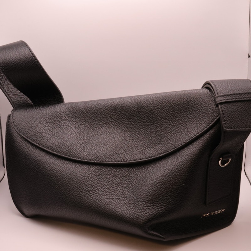 Alexander McQueen T-Bar Black Leather Sling Bag