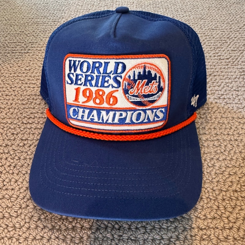 '47 New York Mets 1986 World Series Champions Trucker Hat Blue