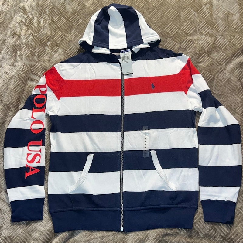 Polo Ralph Lauren Striped Full-Zip Hoodie French Navy